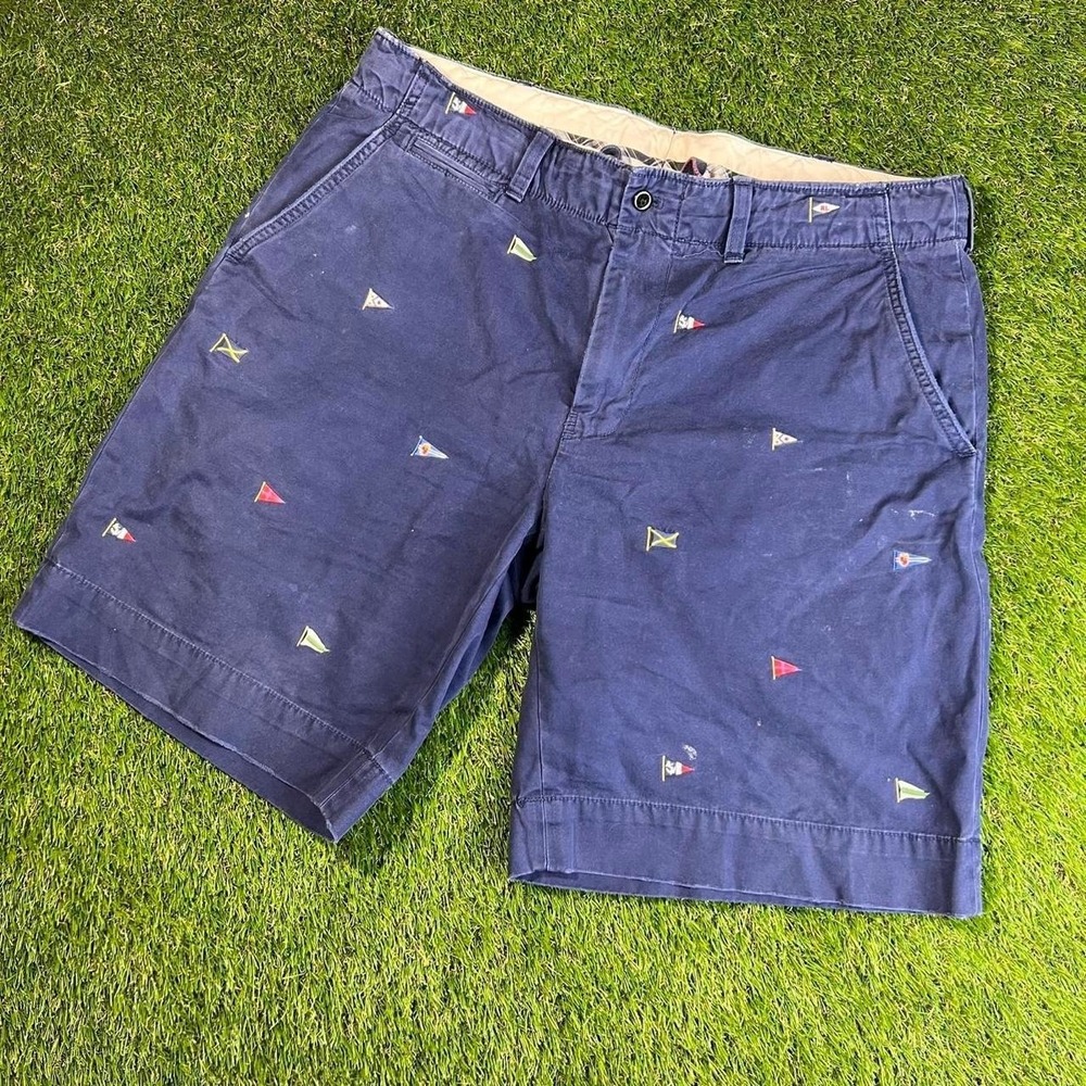 Vintage Polo Ralph Lauren Yacht Flag Embroidered Shorts Navy Sailing 35 Prep
